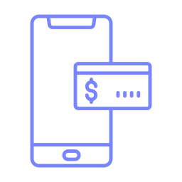 Online payment icon hover woborders Phone blue static icon | woborders