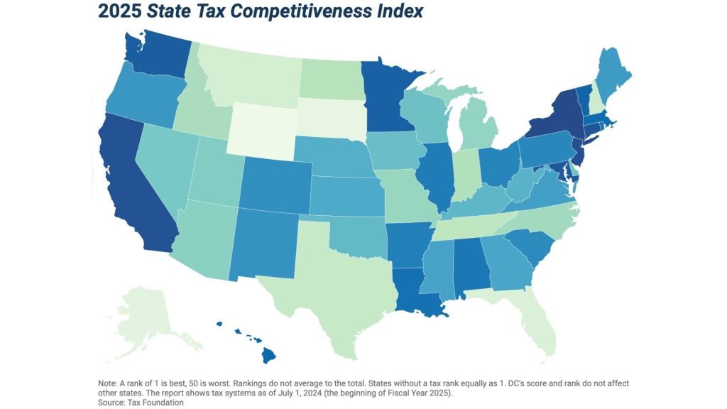 Карта податків в США 2025 | woborders