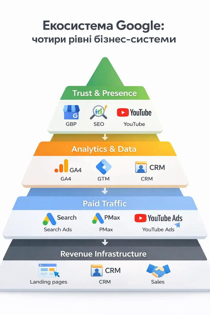 Чотири рівні екосистеми google woborders | woborders